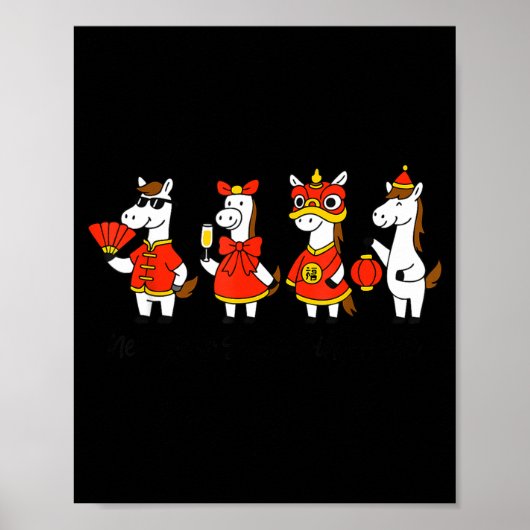New Year Same Silly Horse Funny Chinese Lunar New  Poster (Vorne)