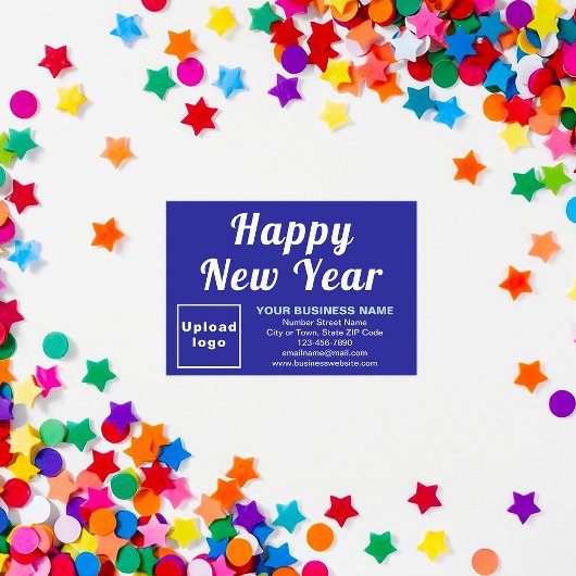 New Year Small Blue Flat Card