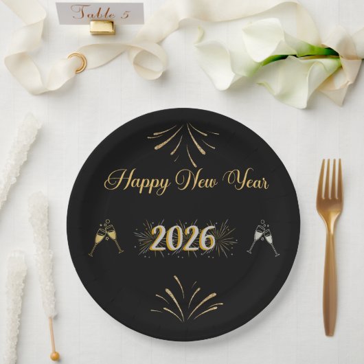 New Year Sparkle Paper Plate Pappteller (Hochzeit)