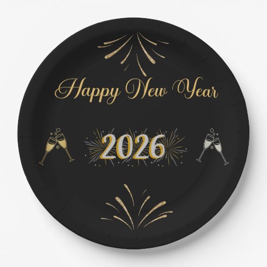 New Year Sparkle Paper Plate Pappteller (Vorderseite)