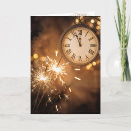 New Year Sparklers With Countdown Clock Karte