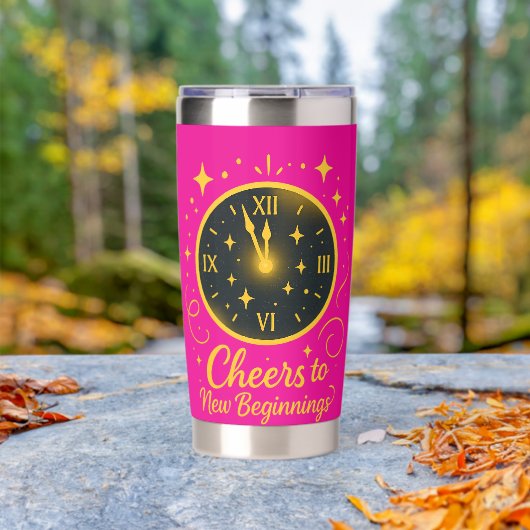 "New Year Vibes Only" Thermobecher (Außenbereich (gedreht))