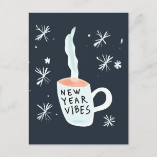 New Year Vibes Rauchen Tasse Feiertagspostkarte