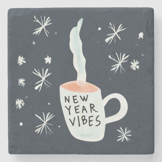 New Year Vibes Rauchen Tasse Steinuntersetzer (Vorderseite)