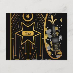 New Year Vintag Elegante Art Deco Postkarte