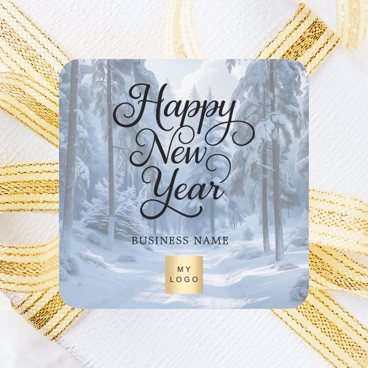New Year winter wonderland snow business logo Quadratischer Aufkleber