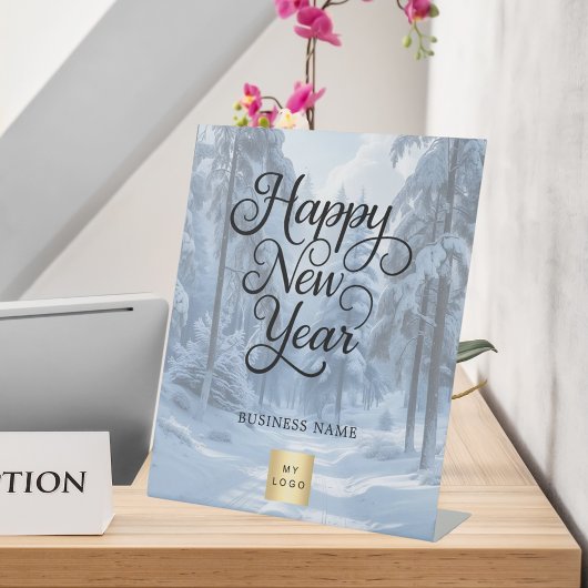 New Year winter wonderland snow business logo Sockelschild