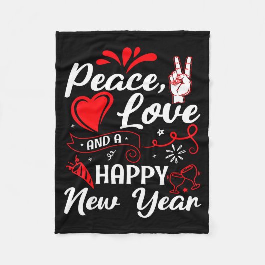 New Year Wishes, Peace, Love, Happy New Year, New Fleecedecke (Vorderseite)