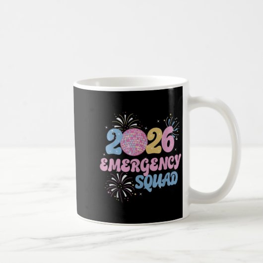 New Years 2026 Eve Emergency Squad Disco Ball Fire Kaffeetasse (Rechts)