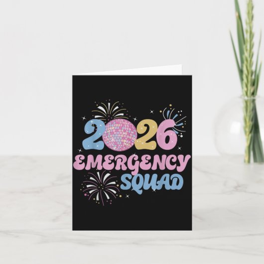 New Years 2026 Eve Emergency Squad Disco Ball Fire Karte (Vorderseite)