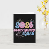 New Years 2026 Eve Emergency Squad Disco Ball Fire Karte (Gelbe Blume)