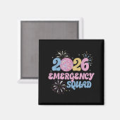 New Years 2026 Eve Emergency Squad Disco Ball Fire Magnet (Vorderseite/Rückseite)