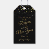 New Years Black and Gold Glitzer Hochzeit Vielen D Geschenkanhänger (Vorderseite)