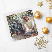 New Years Black & White Kariert 1 Foto Gold Script Mitteilungskarte