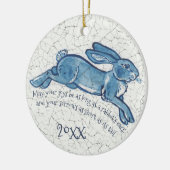 New Years Blue White Rabbit Bunny Delft Dedham Keramik Ornament (Links)