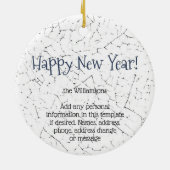 New Years Blue White Rabbit Bunny Delft Dedham Keramik Ornament (Hinten)