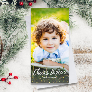 New Year's Cheers To 2018 Gold Confetti Photo Feiertagskarte