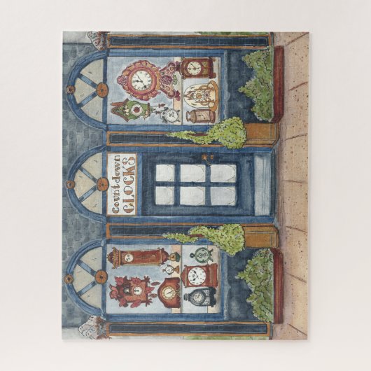 New Years Clock Shop Wasserfarbe Jigsaw Puzzle (Vertikal)