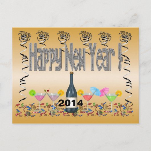 New Year's Cocktails Postcard Feiertagspostkarte (Vorderseite)