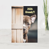 New Years Cute Funny 2026 Pitbull Puppy Door Karte (Vorderseite)