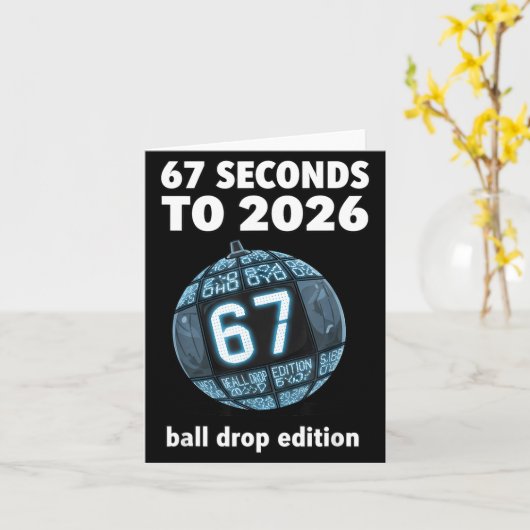 New Year's Day Ball Drop Countdown Funny Brainrot Karte (Gelbe Blume)
