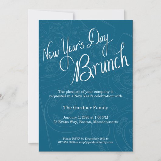 New Year's Day Brunch Tablescape Invitation Einladung (Vorderseite)