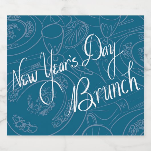 New Year's Day Handwritten Bottle Labels Schaumweinetikett (Einzelnes Label)