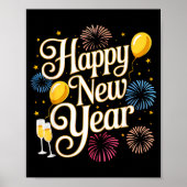 New Years Eve 2026 Party Countdown Fireworks Happy Poster (Vorne)