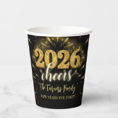 New Year's Eve 2026 Party Gold & Black Pappbecher (Vorderseite)