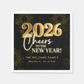 New Year's Eve 2026 Party Gold Glitter Serviette (Vorderseite)