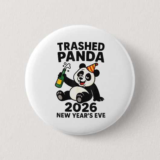 New Years Eve 2026 Trashed Panda Premium Button (Vorderseite)