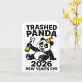 New Years Eve 2026 Trashed Panda Premium Karte (Gelbe Blume)