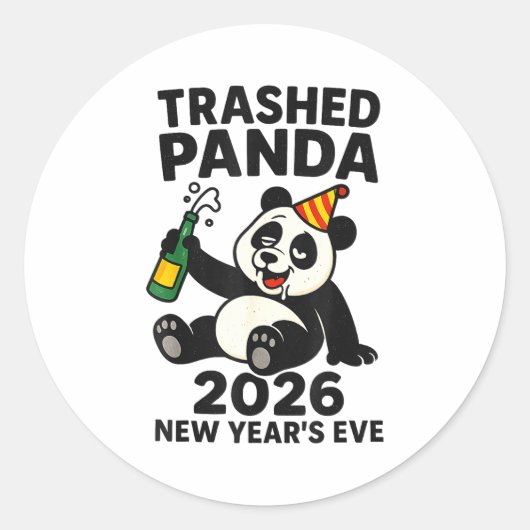 New Years Eve 2026 Trashed Panda Premium Runder Aufkleber (Vorderseite)