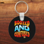 New Years Eve Boozed And Confused Retro 2025 Adult Schlüsselanhänger (Vorderseite)