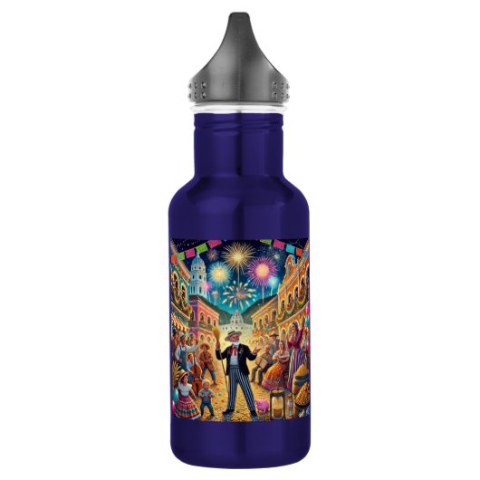 New Year's Eve Celebration El Año Viejo Edelstahlflasche (Links)