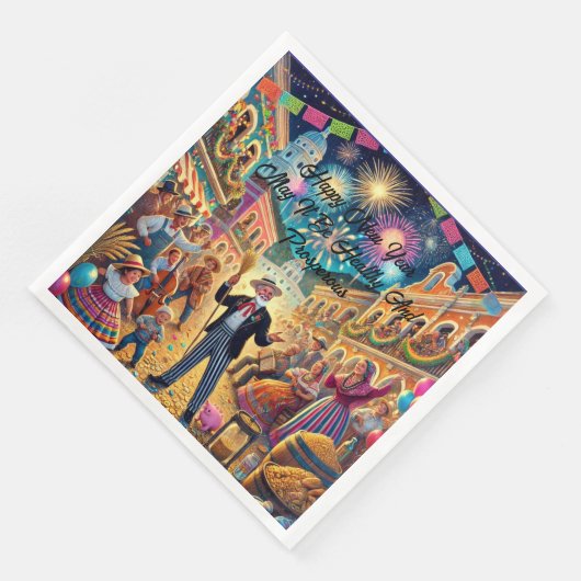 New Year's Eve Celebration El Año Viejo Serviette (Ecke)