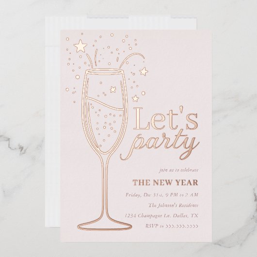 New Year's Eve Celebration Rose Gold Invitation Folieneinladung (Briefumschlag)