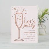 New Year's Eve Celebration Rose Gold Invitation Folieneinladung (Stehend vorne)