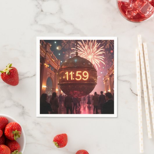 New Year's Eve Countdown Clock with Fireworks Serviette (Beispiel)