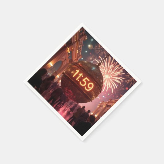 New Year's Eve Countdown Clock with Fireworks Serviette (Ecke)