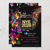 New Years Eve Fun Party Invitation Einladung (Vorne/Hinten)
