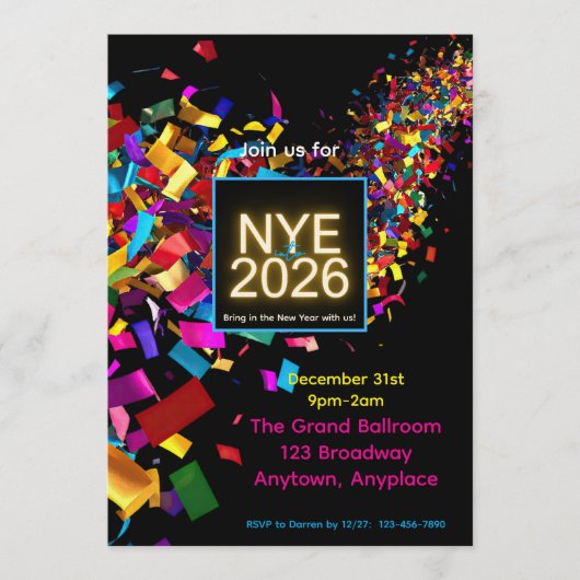 New Years Eve Fun Party Invitation Einladung (Vorderseite)