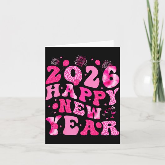 New Year's Eve Hello 2026 Groovy Family Matching C Karte (Vorderseite)