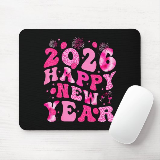 New Year's Eve Hello 2026 Groovy Family Matching C Mousepad (Mit Mouse)
