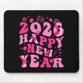 New Year's Eve Hello 2026 Groovy Family Matching C Mousepad (Vorne)