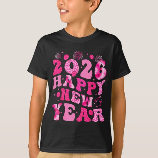 New Year's Eve Hello 2026 Groovy Family Matching C T-Shirt (Vorderseite)