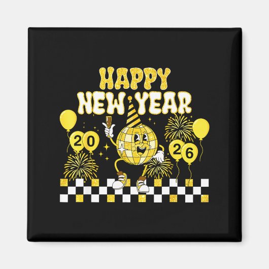 New Year's Eve Hello 2026 Happy New Year 2026 Disc Magnet (Vorne)