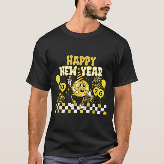 New Year's Eve Hello 2026 Happy New Year 2026 Disc T-Shirt (Vorderseite)