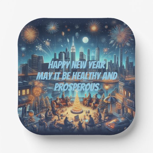 New Year's Eve in New York City Pappteller (Vorderseite)