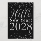New Year's Eve Party Black and Silver Sparkle Einladung (Vorderseite)